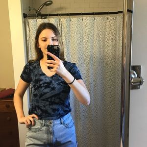 Navy Tie Dye Scoop Neck Tee